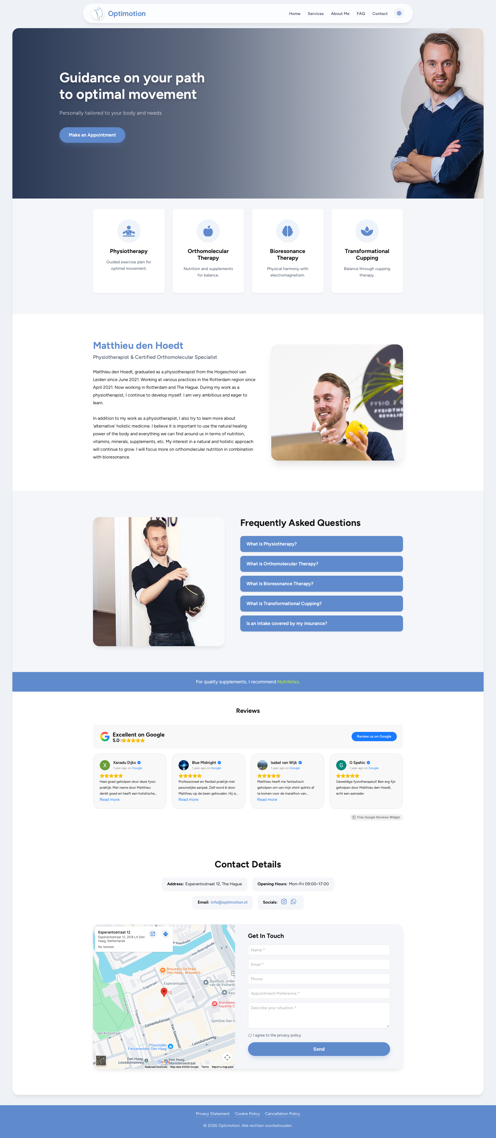 Optimotion website screenshot